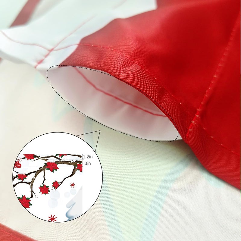 SUNWISHA Christmas Curtains Valance 52x18 inch Poinsettia Snow Scenery Merry Christmas Festive Valances Bathroom Bedroom Windows Decor - Rod Pocket Holiday - Image 4